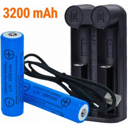 Saga zone Aktentas 18650 Batterij Oplaadbaar + oplader | 3200 mAh 3.7v | 2 stuks | KMBA004